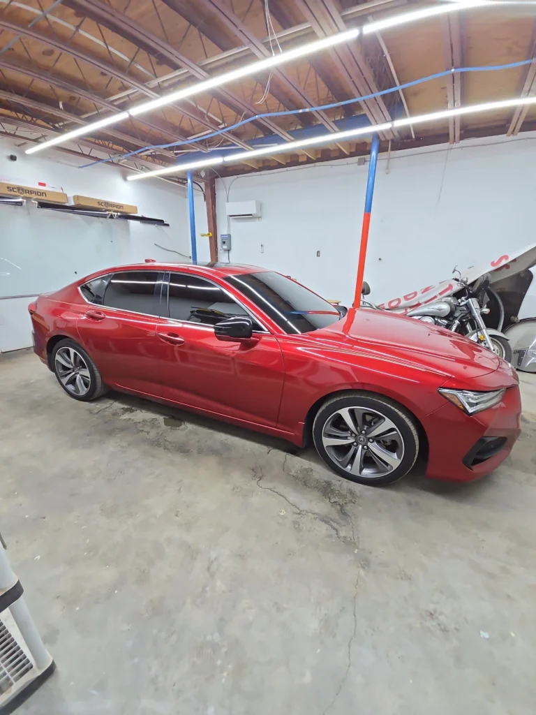 professional window tinting installation on a vehicle showcasing auto window tinting services by ts window tinting